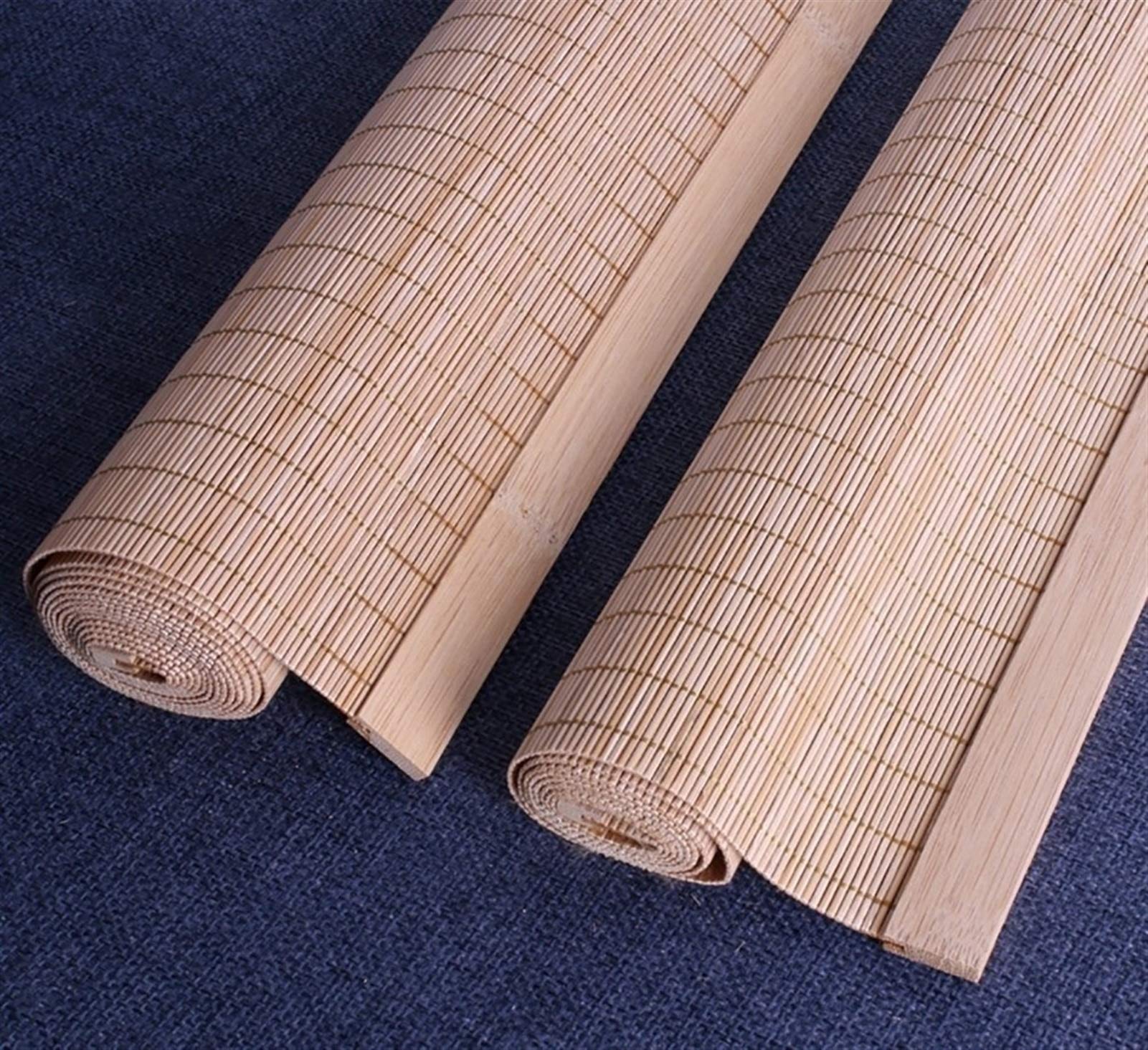 Natuurlijke Bamboe Tafelloper Met Bruine Stoffen Rand, Eenvoudige Hand-geweven Warmte-isolatie Tafelmatten, Wasbare Placemats Voor Eettafel Doek(Size:40×120cm