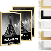 Lot de 3 Cadres Photo en Plastique Couleur Chêne 29,7 x 42 cm (A3) - Cadre 29,7x42 avec Verre Acrylique Incassable - Cadre Photo Moderne Pour Murs et Tables