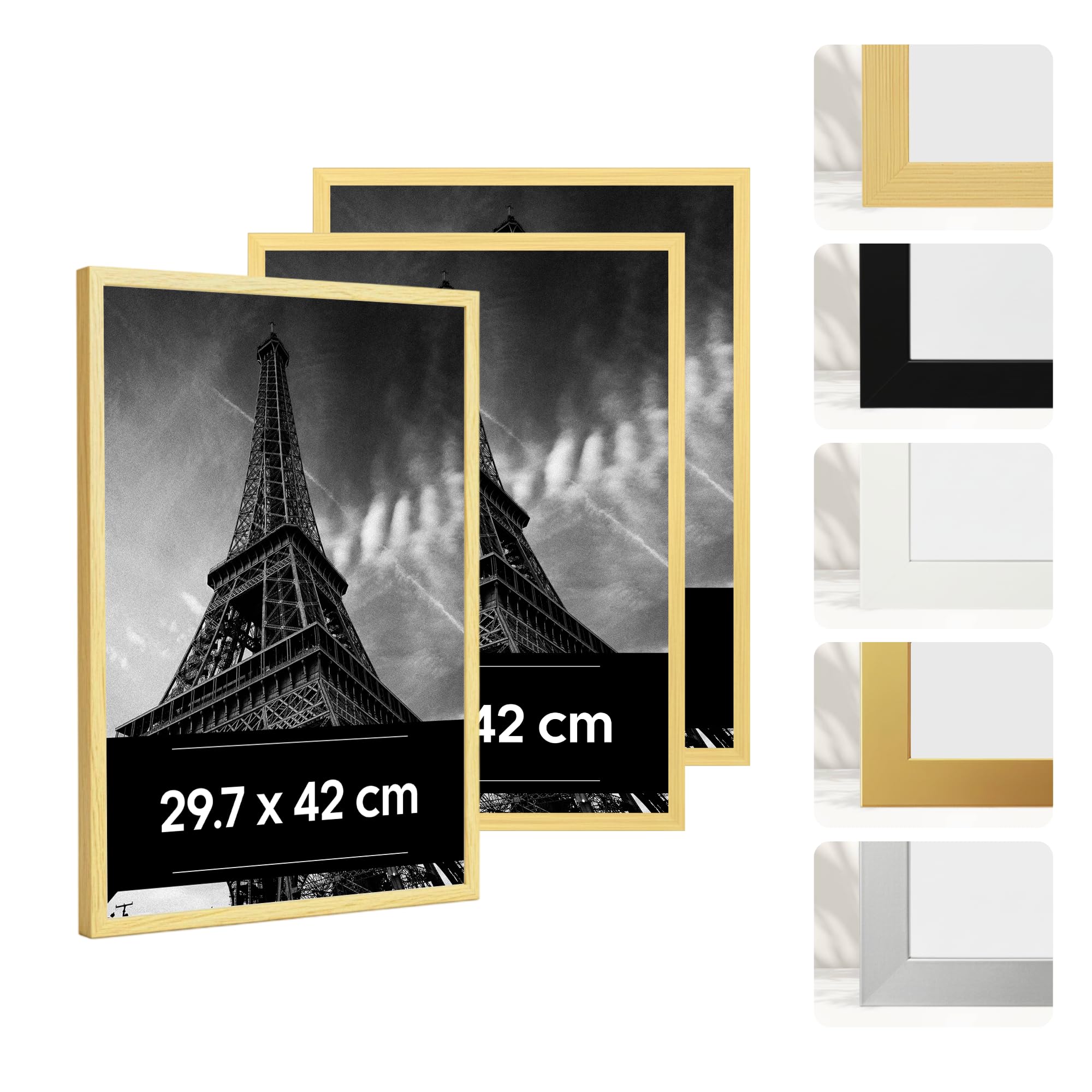 Cadre photo moderne avec verre acrylique incassable lot de 3 cadres A3