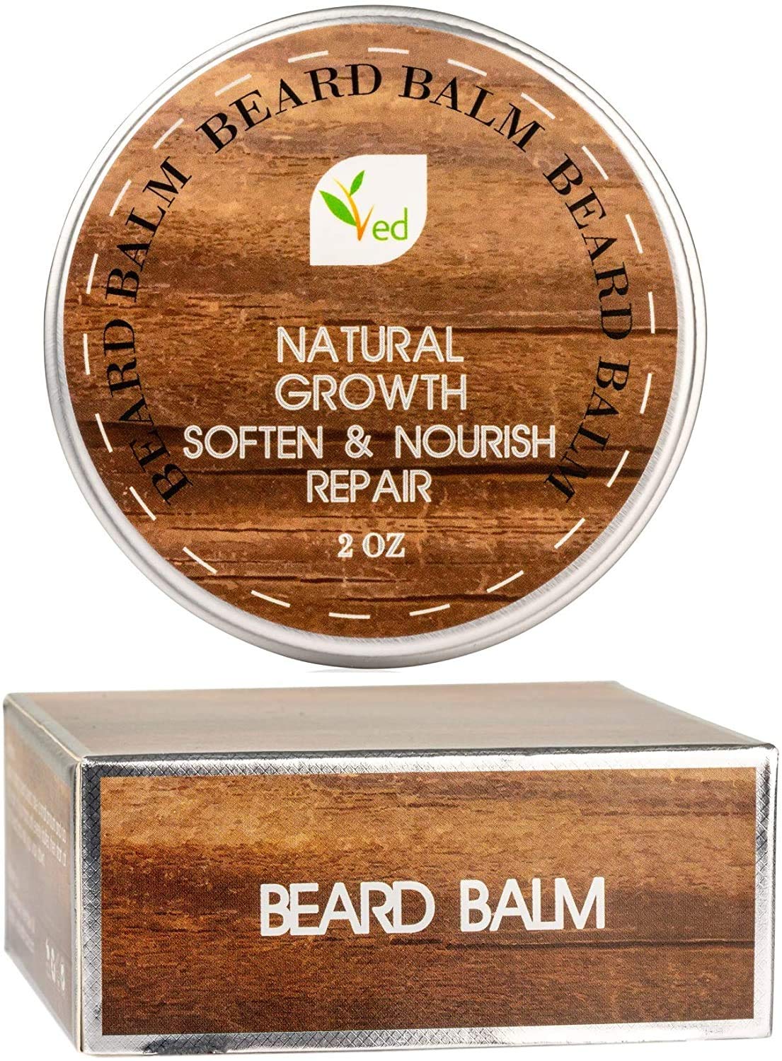 VED Bálsamo para barba | Reparación de crecimiento natural | Dejar en acondicionador | Suavizar para barba y bigotes | Extra grande de 2 onzas / 60 ml (paquete de tres)