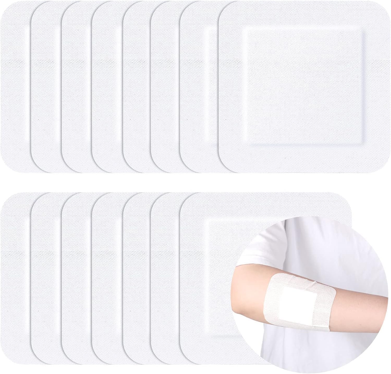 20 Pcs Bordered Gauze-Island Dressing Wound Bandage, Sterile Adhesive Gauze Pads, Breathable Adhesive Bandages with Non Stick Pad for Wound Care (4 x 4 Inch) white
