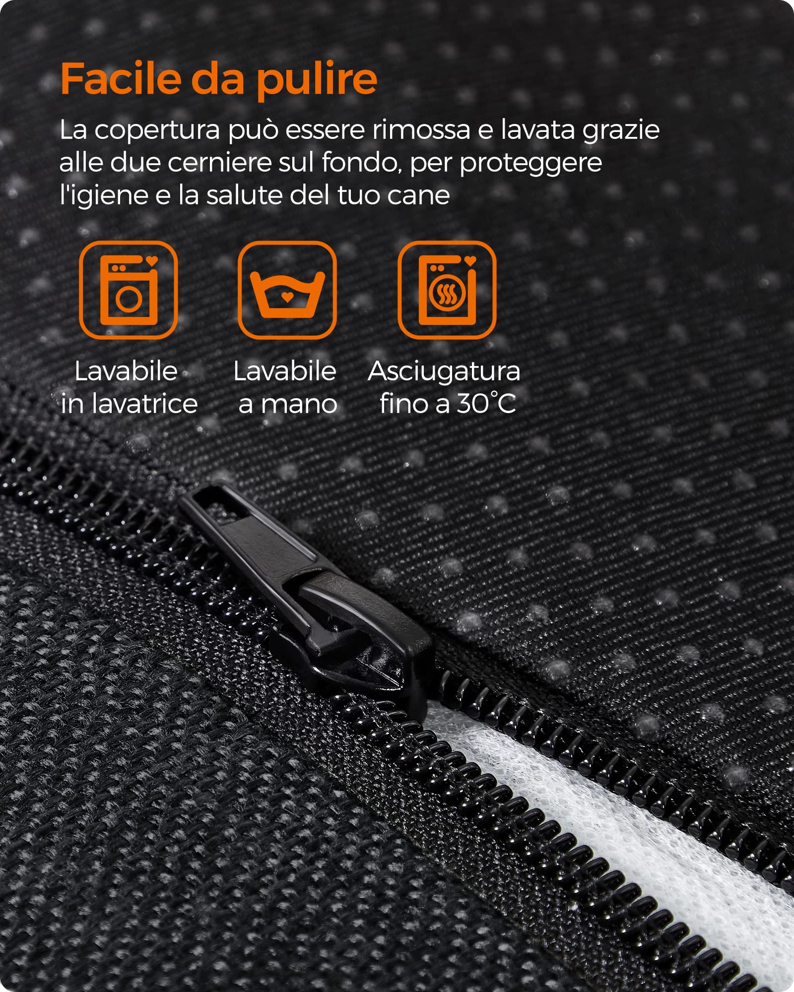 Feandrea Cuccia per Cani, Lettino per Animali in Simil Lino, Bordi Rialzati, Fondo Antiscivolo, Copertura Sfoderabile per Lavaggio, Taglia L per Cane Medio, 90 x 75 x 25 cm, Grigio Scuro PGW011G01