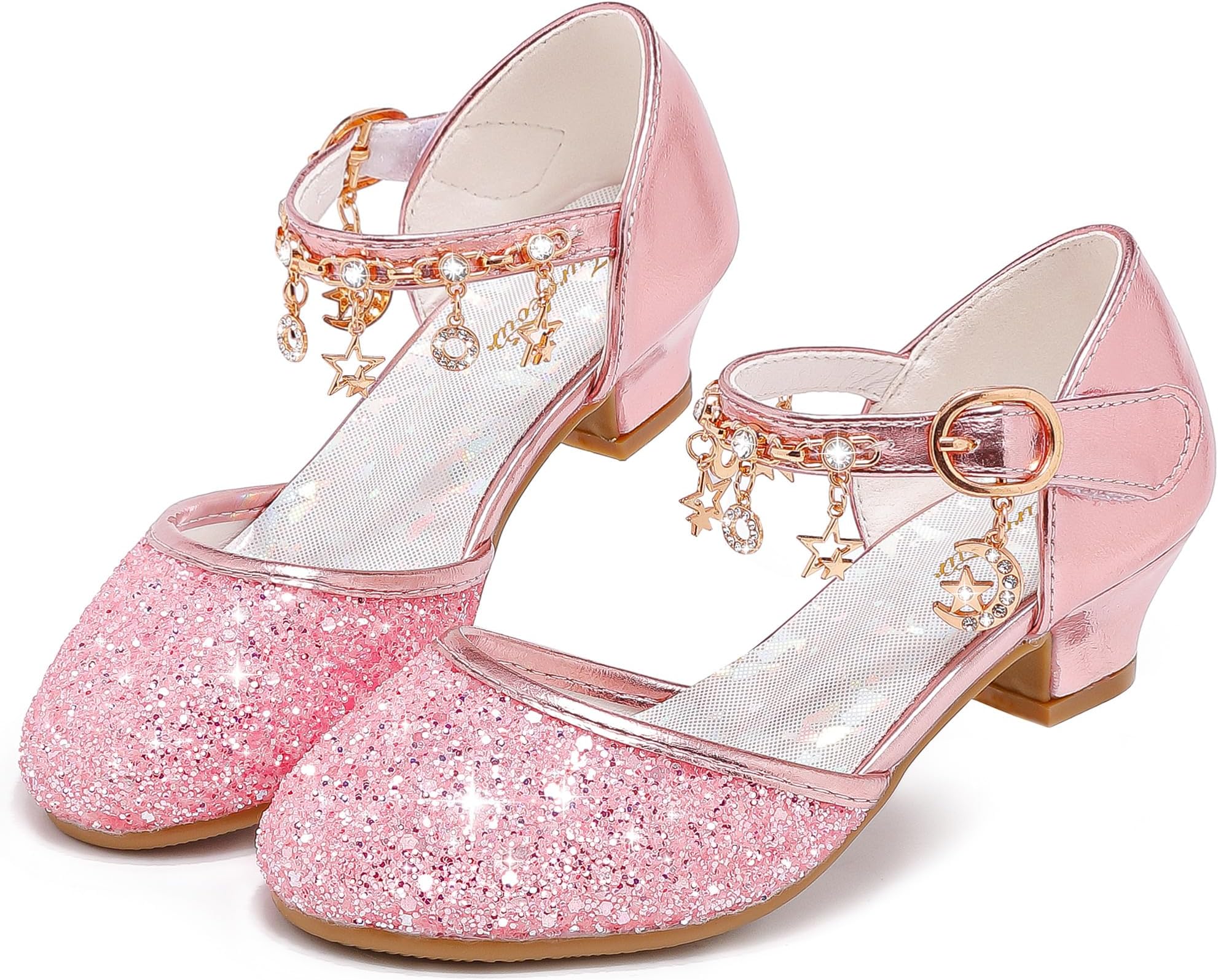 FurdeourGirls Sandals Glittler Bow Dress Shoes Princess Crystal High Heels Party Wedding Flower Girls Shoes for Kid Toddler