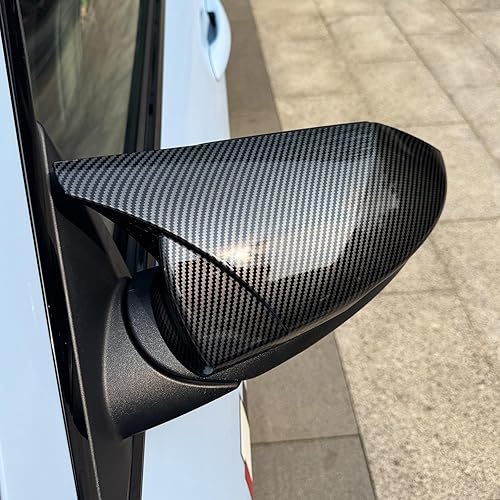 Cubierta del espejo de la puerta exterior del coche del ABS con patrón de fibra de carbono compatible con Hyundai Elantra CN7 N Line 2021-2025