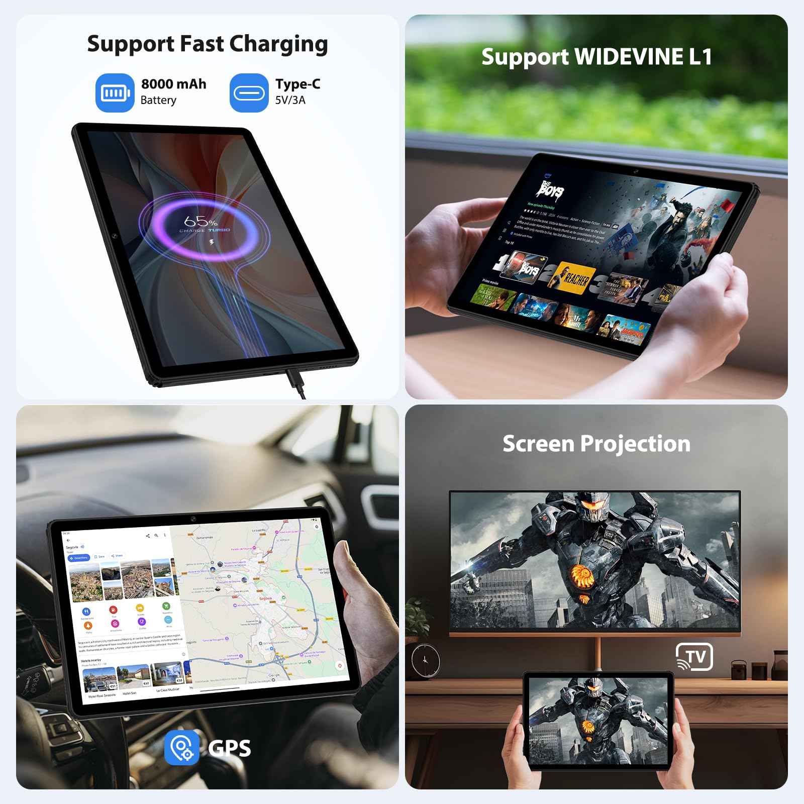 2026 Android 16 Tablet 11 Pouces, 36GB RAM+512GB ROM, SIM 4G & 5G WiFi, Octa Core 2.0GHz, 13MP+8MP, 2000 * 1200/WidevineL1/8000mAh/BT5.0/OTG/GPS-Tablette avec Clavier (Noir)