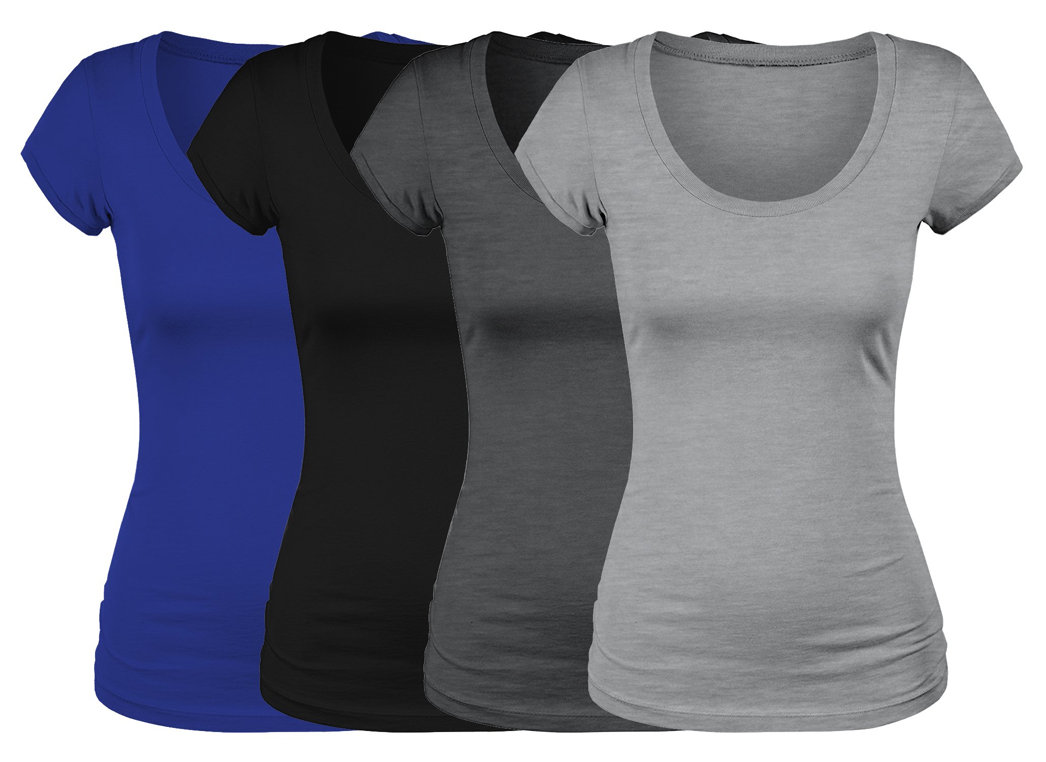 EmmaliseWomen's Short Sleeve Tshirt Scoop Neck Tee Value Pack Junior Plus Sizes