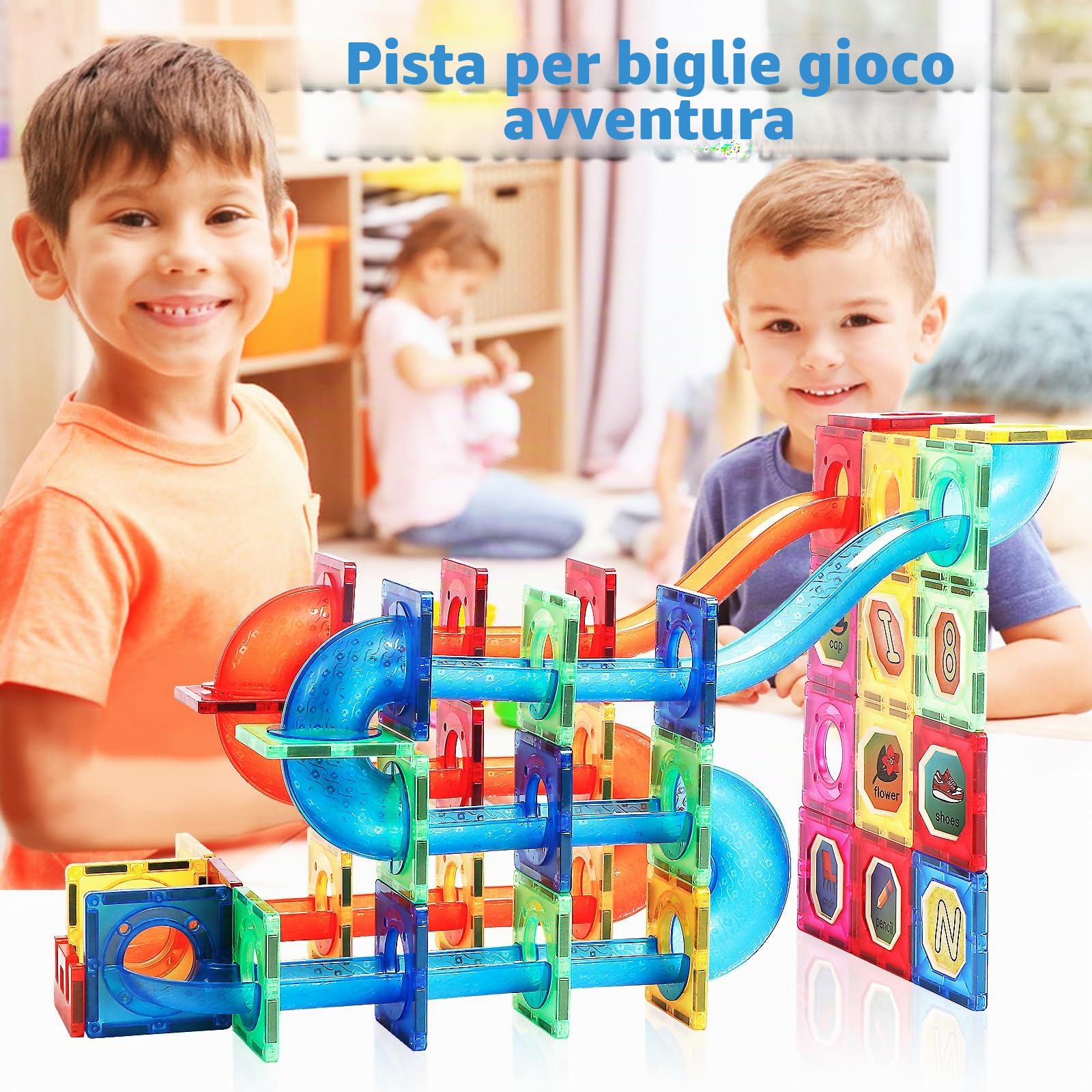 Magblock 122 pezzi blocchi di costruzione magnetici pista di marmo, magneti giocattoli per bambini, STEM regalo educativo di costruzione per ragazzi ragazze 4-12 anni