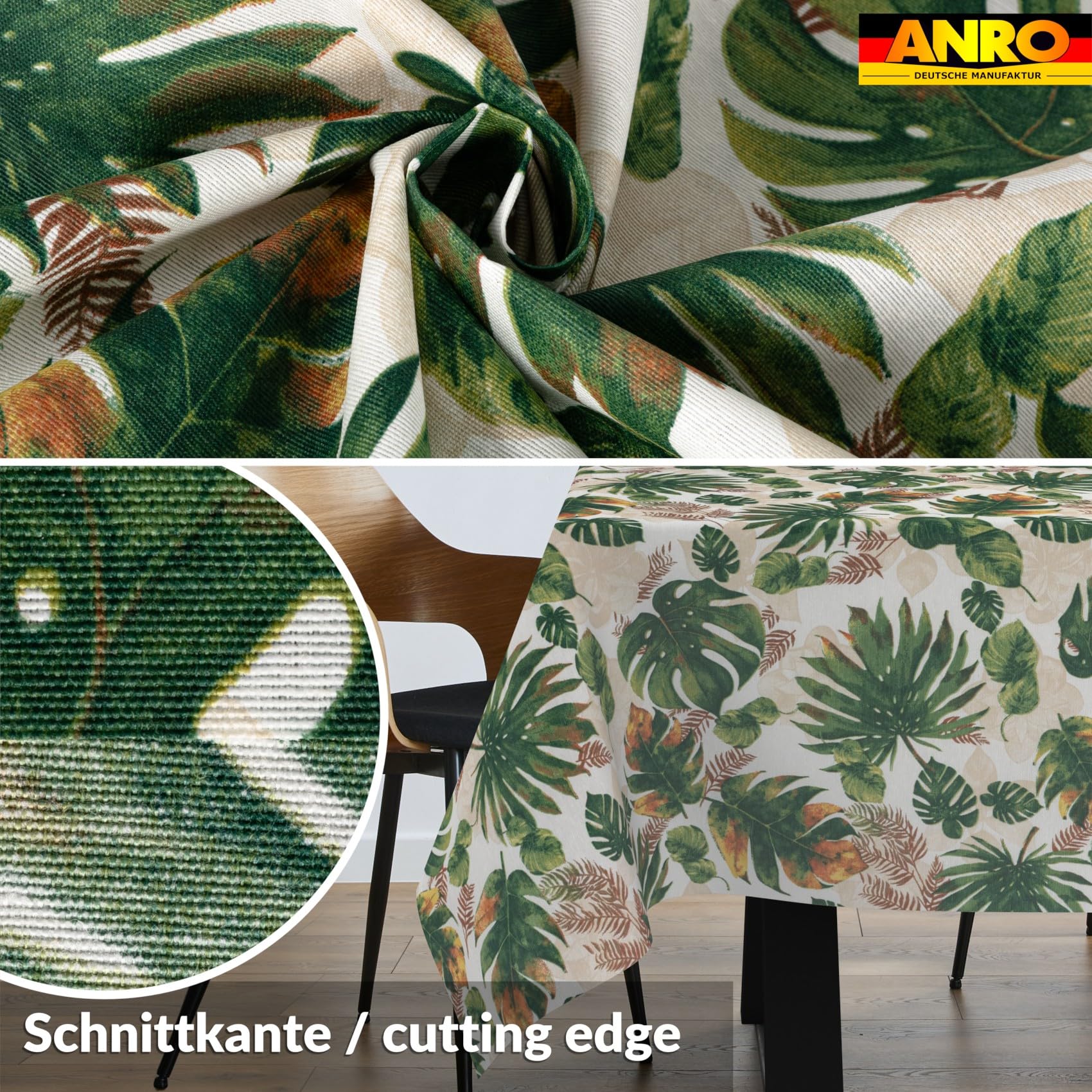 Mantel lavable, fácil de limpiar, de algodón y poliéster, antimanchas, para jardín, 350 x 140 cm, para interior y exterior