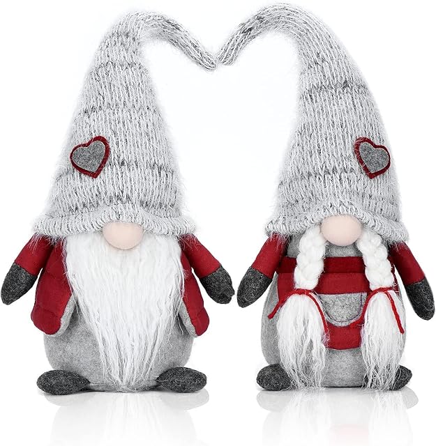 EKARSEN Ręcznie wykonana para figurek skrzatych 40 cm, słodki gnom Tomte, dekoracja bożonarodzeniowa, skandynawski skrzat, prezenty na Boże Narodzenie i tradycyjne święto
