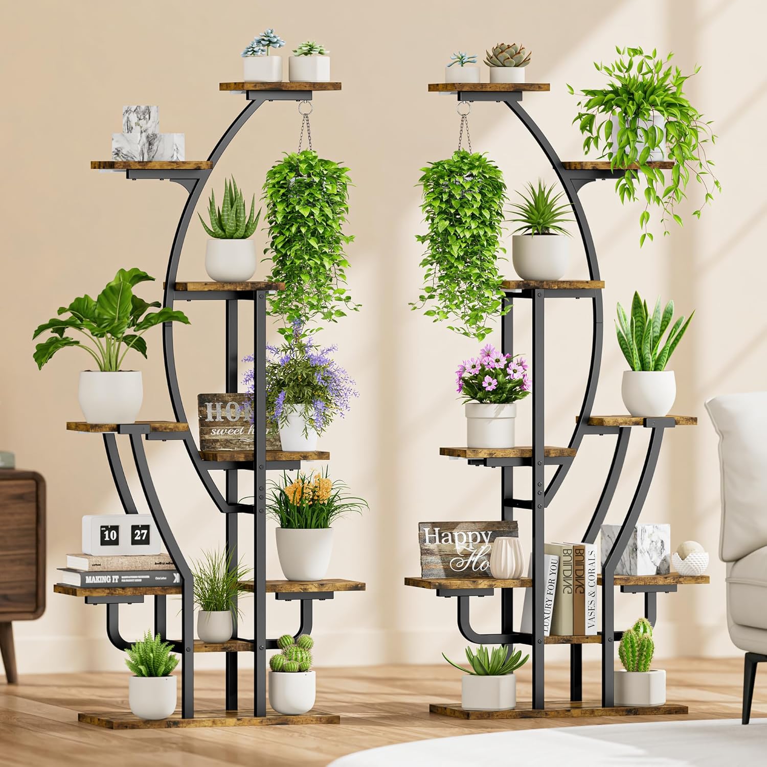 IRONCK Plant Stand Indoor with Grow Lights, 9 Tiered Indoor Plant Shelf, 62″ Corner Plant Stands for Indoor Plants, Metal Plant Flower Display Shelves, Moon-Shaped Plant Rack for Home, Patio, Black IRONCK Plant Stand Indoor with Grow Lights, 9 Tiered Indoor Plant Shelf, 62″ Corner Plant Stands for Indoor Plants, Metal Plant Flower Display Shelves, Moon-Shaped Plant Rack for Home, Patio, Black