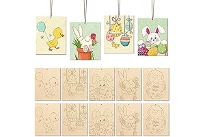 10 Large Unpainted Wooden Easter Ornaments for Painting