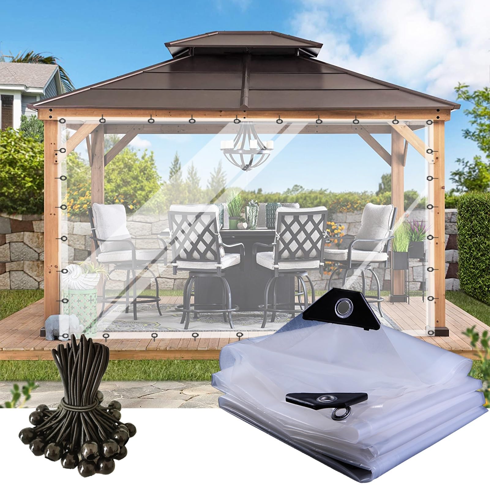 Patio Curtains Clear Pergola Side Panels PVC Plastic Partition Screen