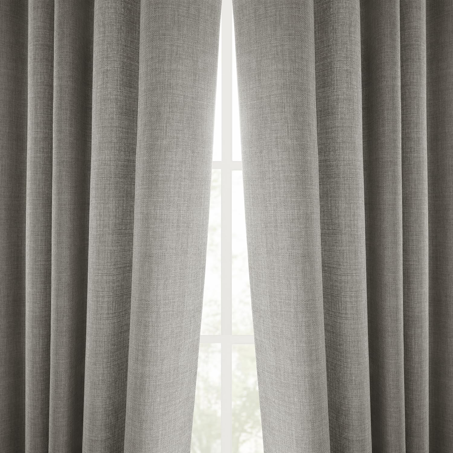 HPD Half Price Drapes Yatak Odası için İtalyan Suni Keten Perdeler 50 X 96 (1 Panel), FLCH-FM20129-96, Boz Kahverengi Gri