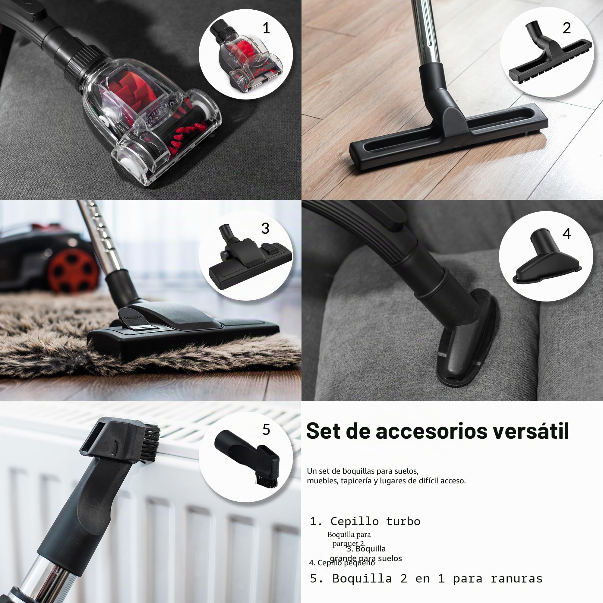 Lehmann Typhoon Aspiradora sin Bolsa, ciclón, con Juego de Accesorios, Potente aspiradora con Juego de boquillas, Filtro HEPA, Cepillo Turbo, depósito de Polvo de 2,5 L