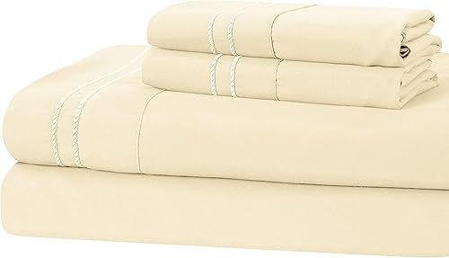 Miniatura 4 de MANOR RIDGE Juego de sábanas de microfibra cepillada de lujo de 3.53ozm, extra suave, hipoalergénicas, de 4 piezas, con dobladillo de doble médula