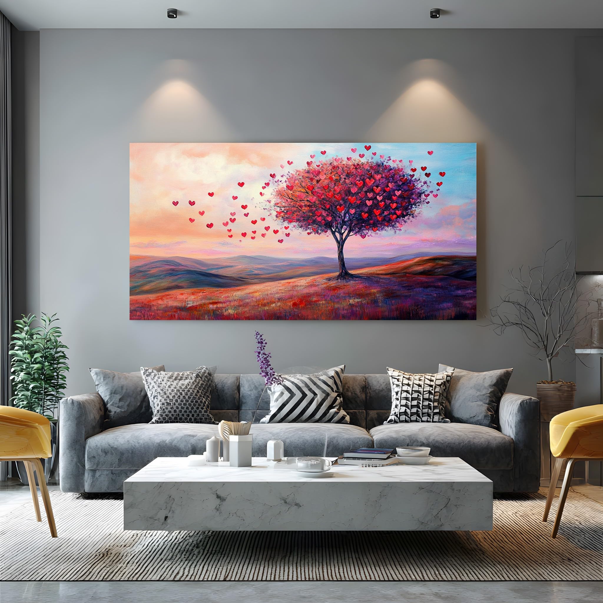 Générique Tableau sur Toile Romantique Cœur Grand Format XXL 80x160 cm