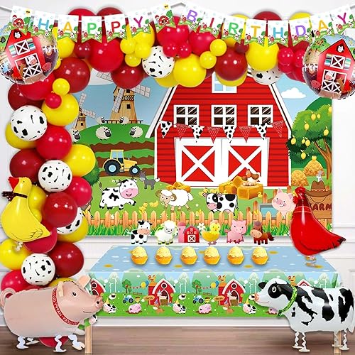 Fiesec - Decoración de fiesta de granja decoración de fiesta de cumpleaños temática de animales de granja decoración de fiesta de cumpleaños telón