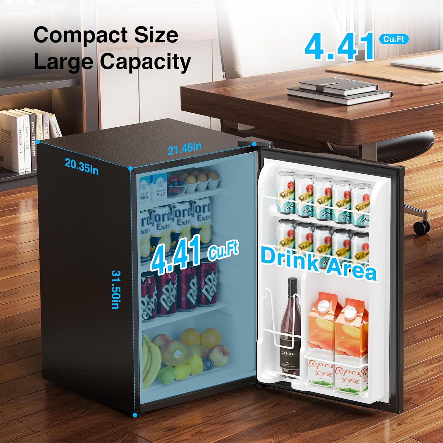 Kismile 4.41 Cu.Ft Compact Refrigerator dimensions