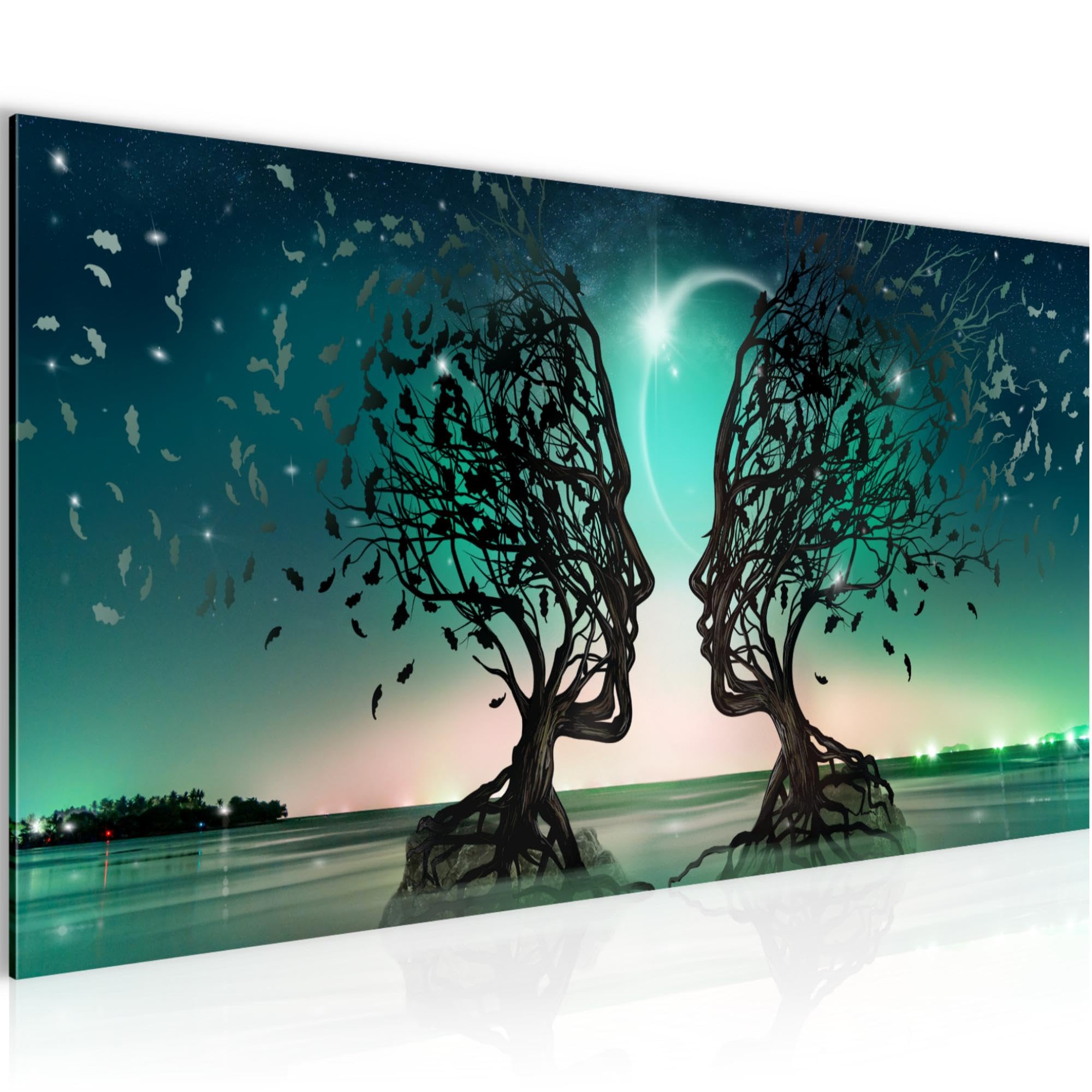 Runa Art Cuadro Decorativo Amantes 1 Parte Moderno Cuadro Lienzo no Tejido para Sala Árbol abstracto Turquesa 044812a