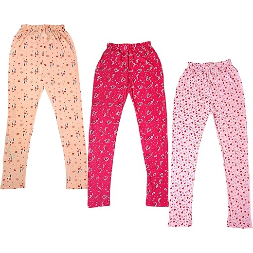 Girls Cotton Printed Leggings Pack of 3