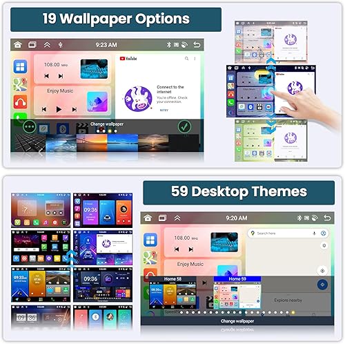 Miniatura 7 de Roinvou Actualización de radio Android de 8 núcleos 6+128G para Jeep Grand Cherokee 2010-2013, pantalla táctil HD de 9 pulgadas con CarPlay Android