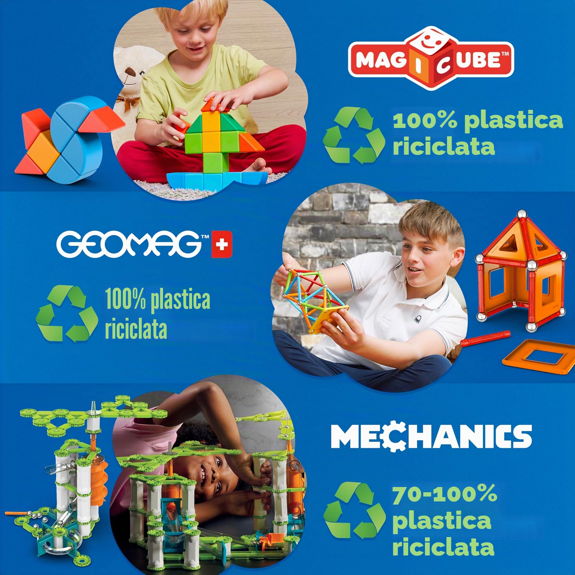 Geomag - Mechanics Gravity Race Track - Gioco Educativo e Creativo per Bambini - Costruzioni Magnetiche, Pista da Corsa con Blocchi Magnetici - Confezione da 67 Pezzi