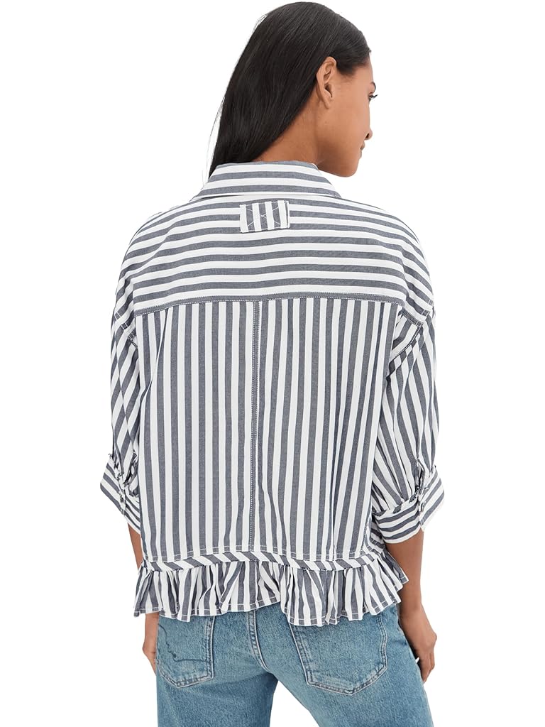 White Free People We The Free Bailey Stripe Shirt