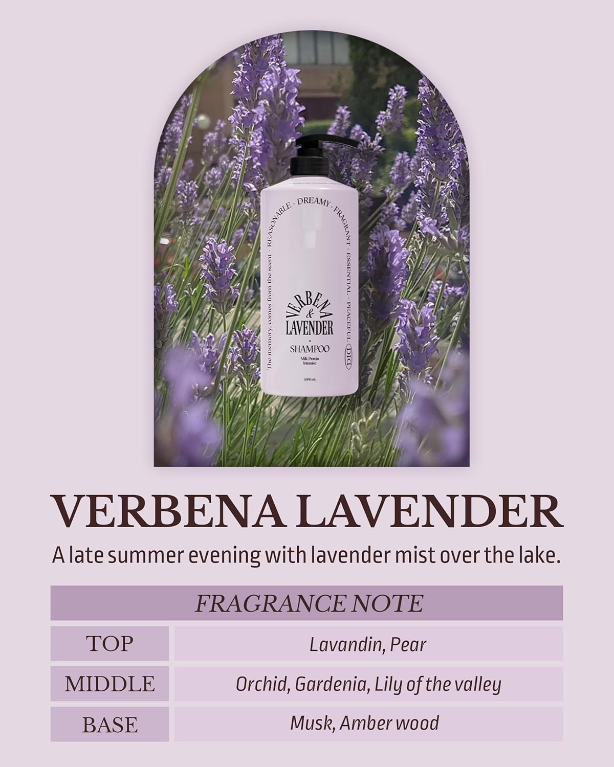 Milk Protein Intensive Shampoo - Korean Volumizing and Hair Loss Relief Perfume Shampoo for Damaged Hair - Subtle Verbena Lavender Scent - pH5.5 Scalp Purifying, 16.9 fl.oz. - Image 3