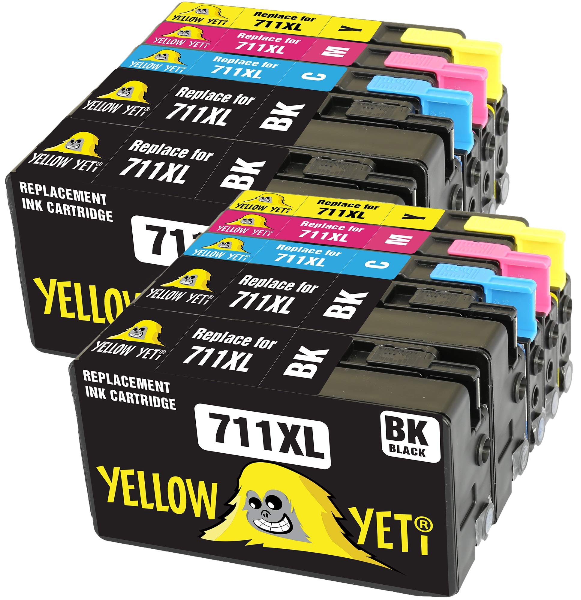 Yellow Yeti Sostituzione per HP 711 711XL Cartucce d'Inchiostro compatibili con HP DesignJet T120 T520 (4 Nero + 2 Ciano + 2 Magenta + 2 Giallo)