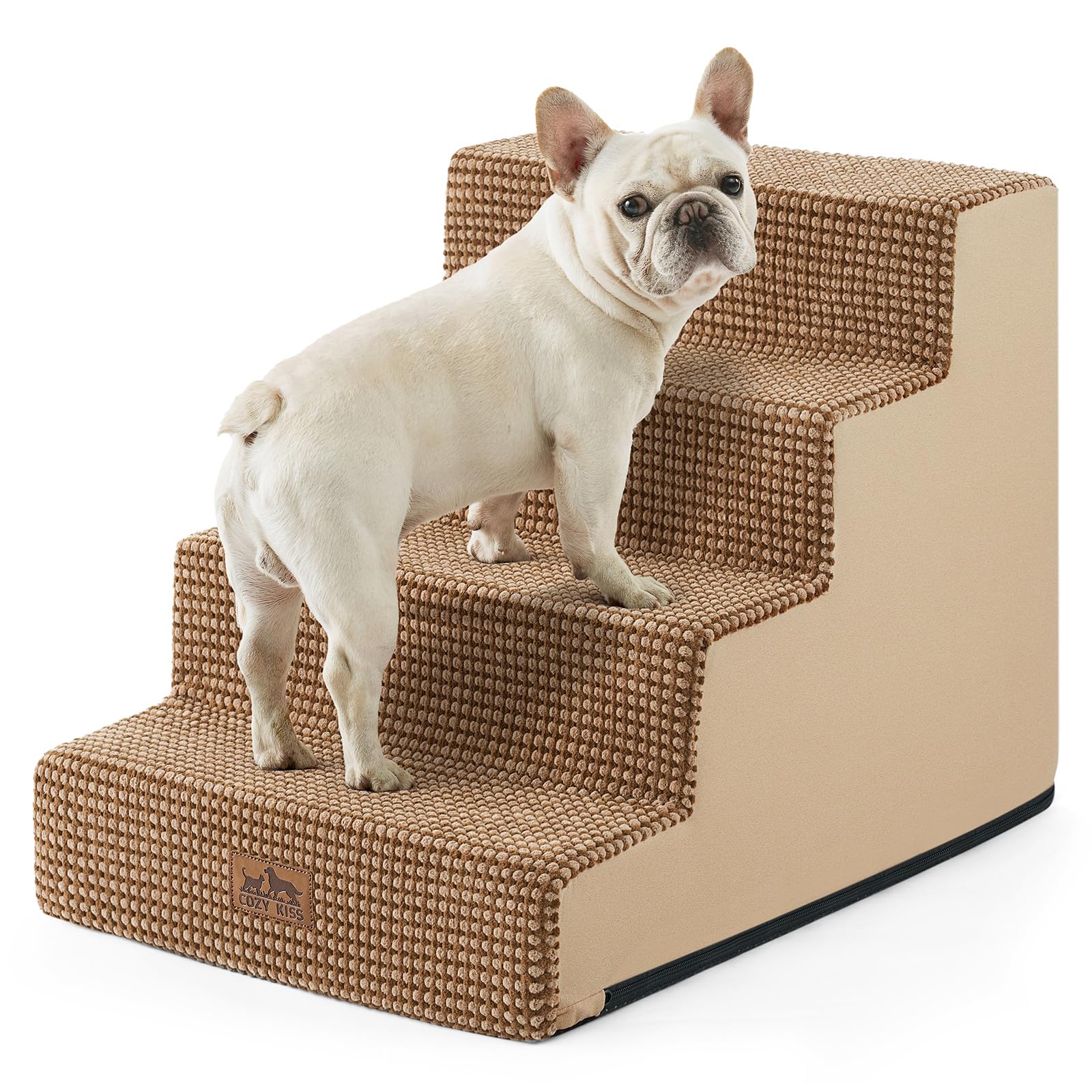 COZY KISS Dog Stairs for Small Dogs, 4 Step Pet Stairs for Beds &amp; Couches