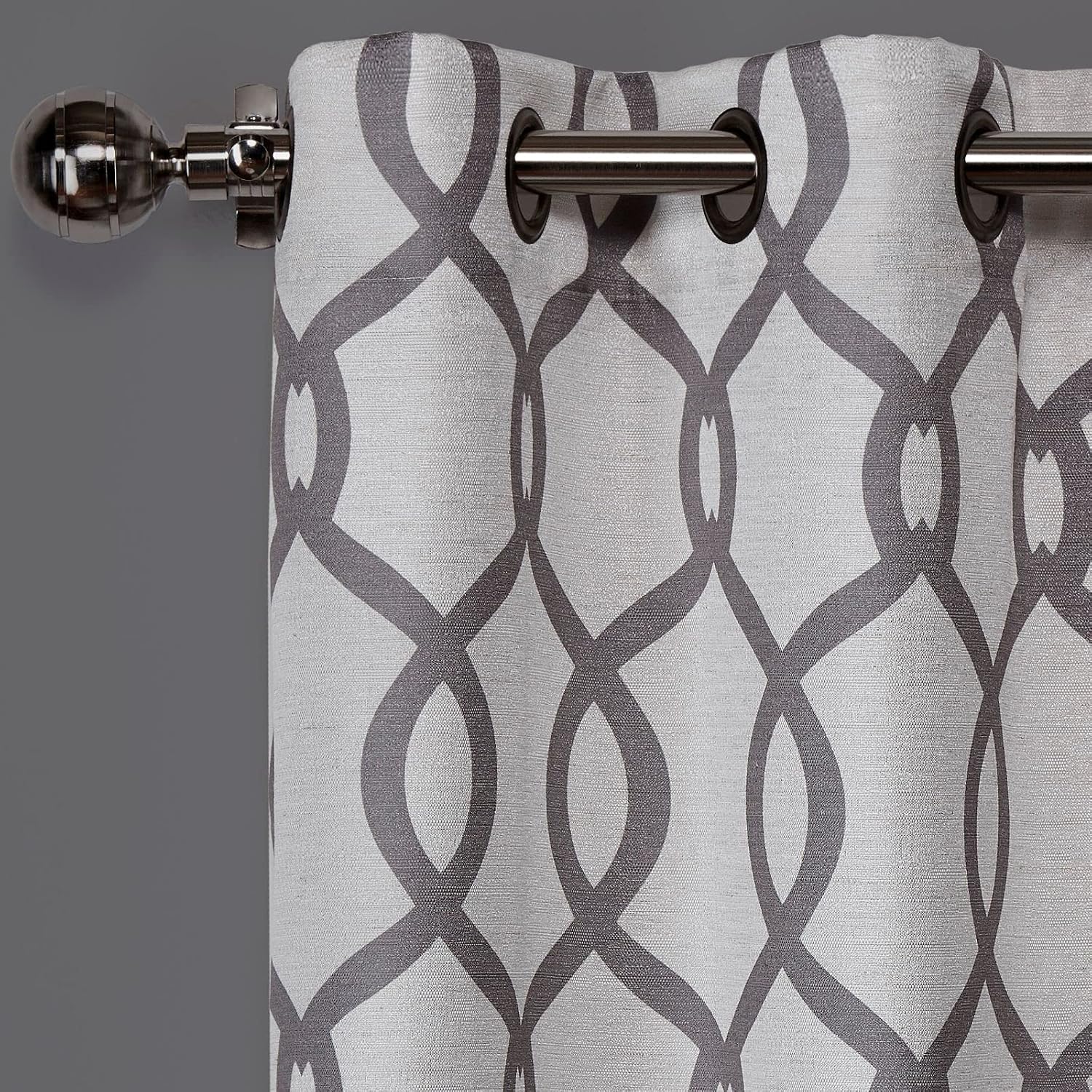 EXCLUSIVE HOME Kochi Light Filtering Linen Blend Grommet Top Curtain Panel Pair, 54"x96", Black Pearl