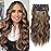 4Pcs Clip in Hair Extensions, 20 Inches Long Synthetic Curly Hair Extensions Clip ins for Women Girls (Color: Medium Brown with Honey Blonde Highlights)