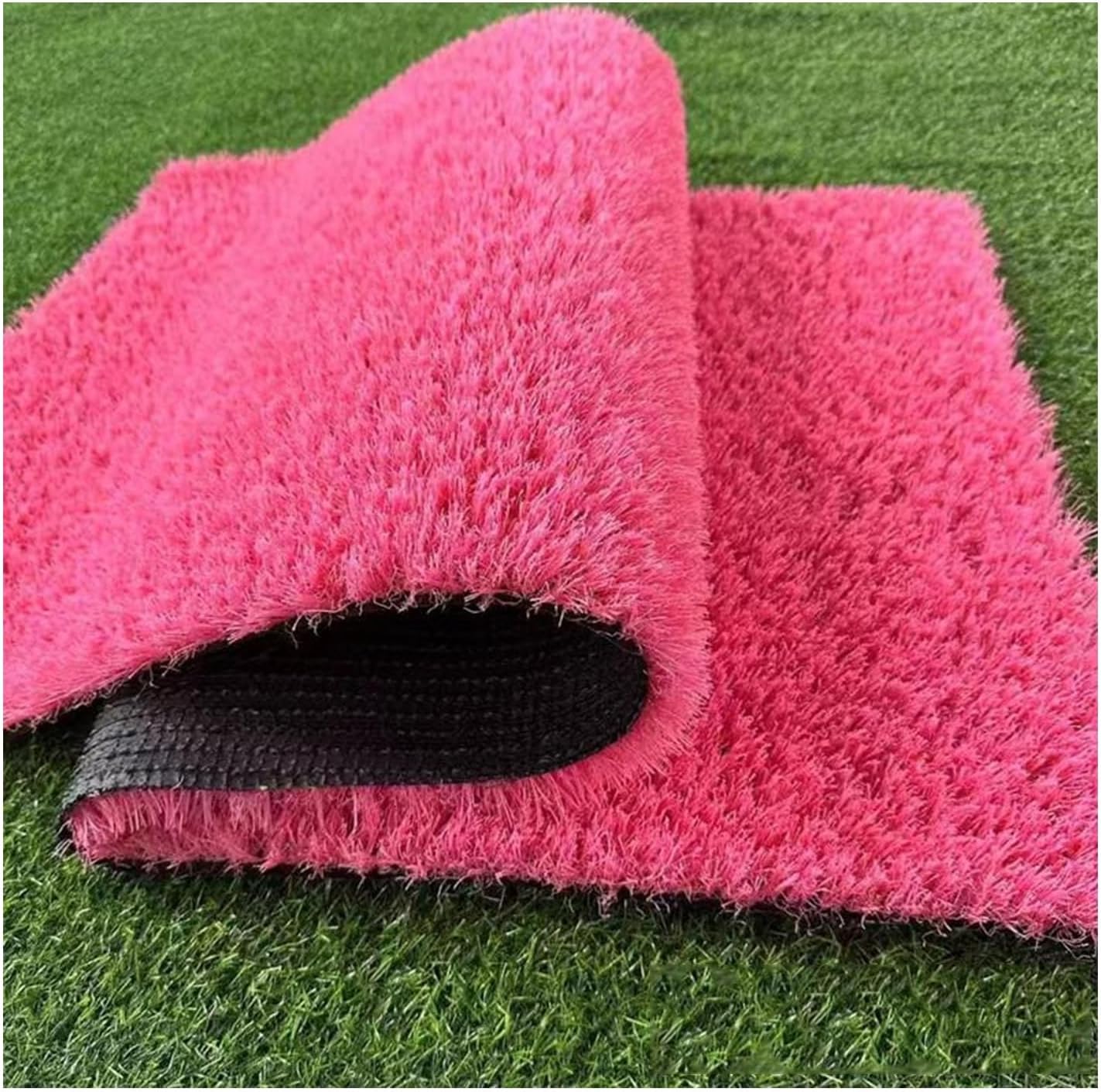 Premium Synthetic Artificial Grass Rug Pink Outdoor Garden Lawn Mat High Density Fake Faux Grass Turf Lawn Rug for Your Own Party, Wedding Decoration Design(59x118IN)