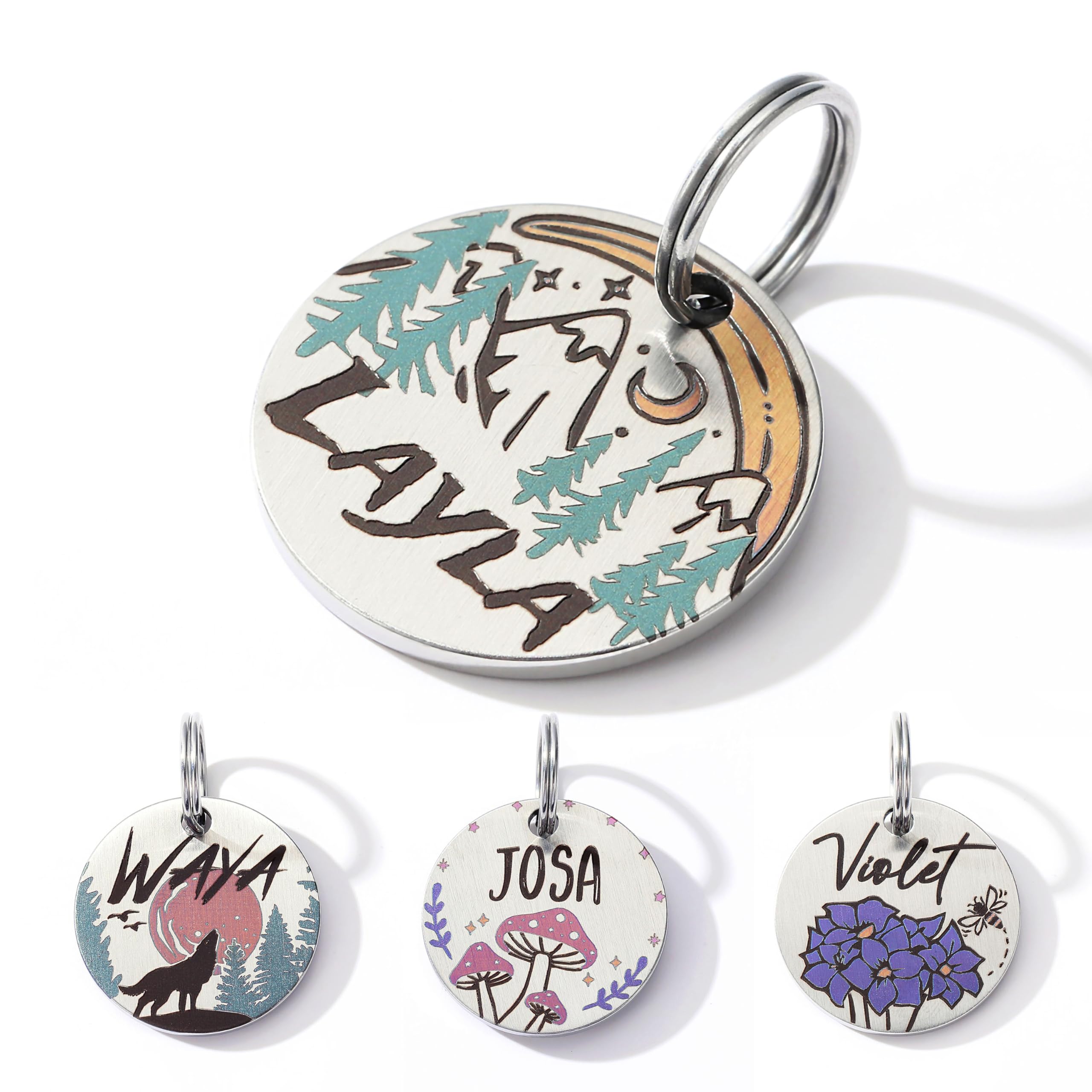 Colorful Dog Tags Personalized, Engraved Dog Tags with Colored Printing for Pets, Dog Name tag with deep Engraving, Custom pet ID Tags, Customizable