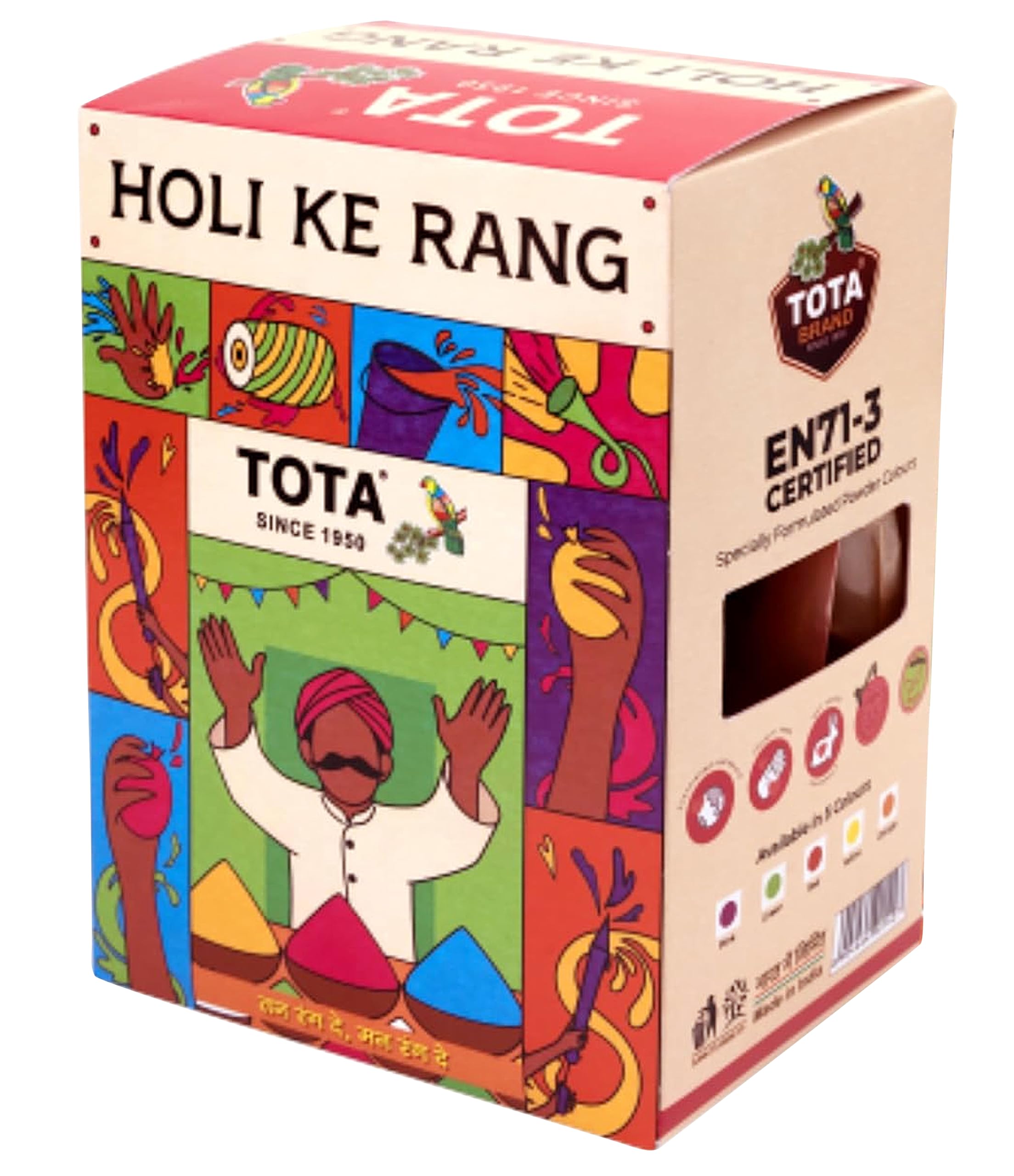 Tota Holi Ke Rang Holi Colour | Organic Holi Gulal | EN-71 Certified Natural and Herbal Holi Colors Powder | Holi Gifts Hamper - Set of 5 Holi Colours Powder