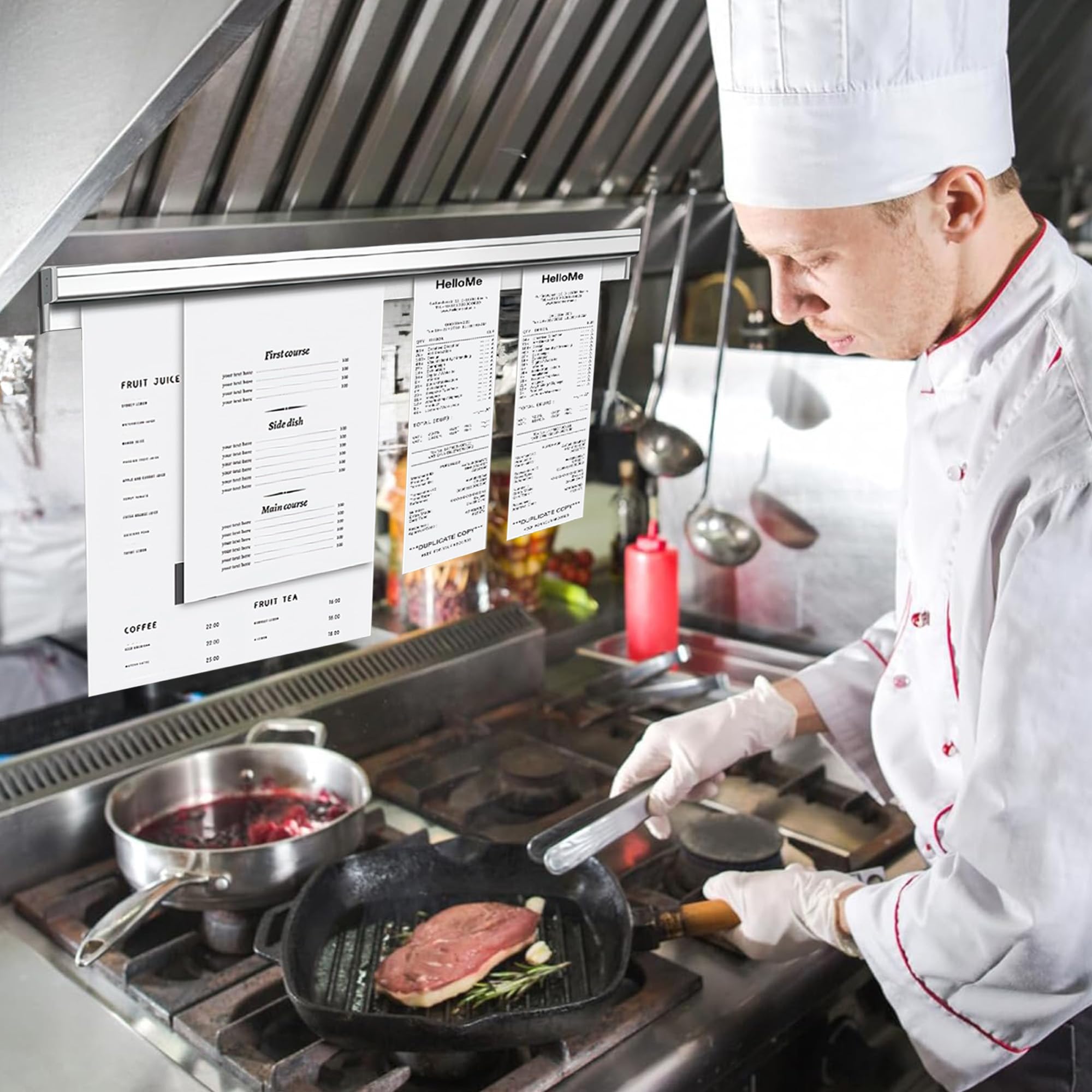 Gastronomie Bonhalter Notizleiste 30cm – Selbstklebend, Aus Aluminium, Ohne Bohren, Für Küche, Bar, Büro & Tickets