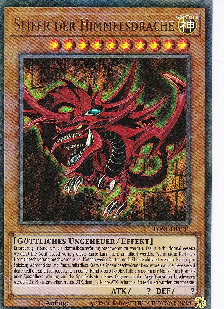 EGS1-DE001 - Slifer der Himmelsdrache - Ultra Rare - Reprint - Deutsch - Egyptian God Deck: Slifer der Himmelsdrache - mit LMS Trading Fieldcenter-Karte Yugioh