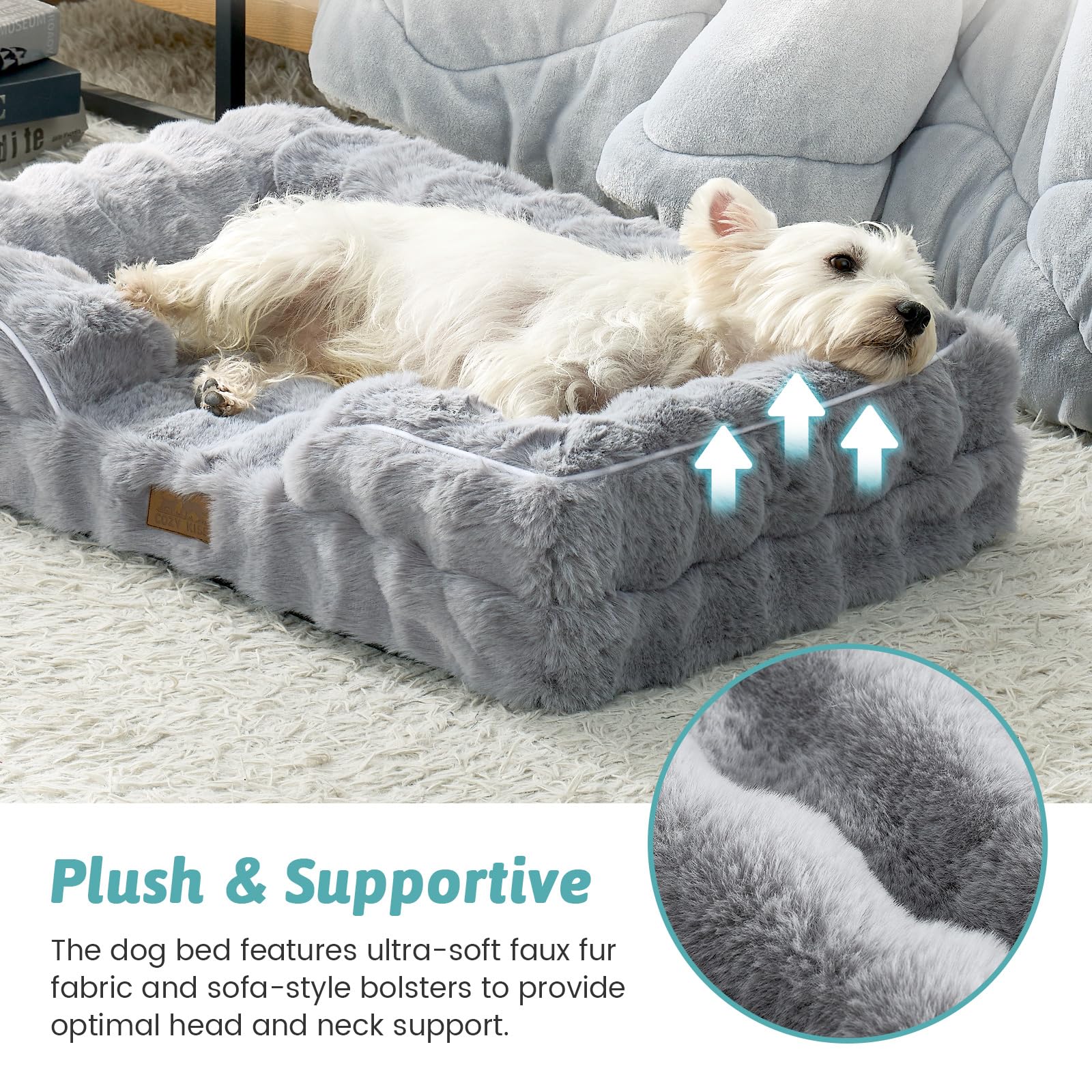 COZY KISS Coussin OrthopéDique pour Chien, TrèS Grand, en Similicuir, Garni De Mousse Haute Densité, Housse ImperméAble, AntidéRapante, Douce, Chaude Et Lavable, Taille XXL