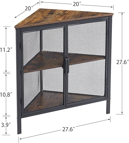 Miniatura 2 de VECELO Gabinete EsquineroMesa, Estantes de 3 Niveles con Puerta de Protección, Organizador de Estante de Almacenamiento con Marco de Metal para