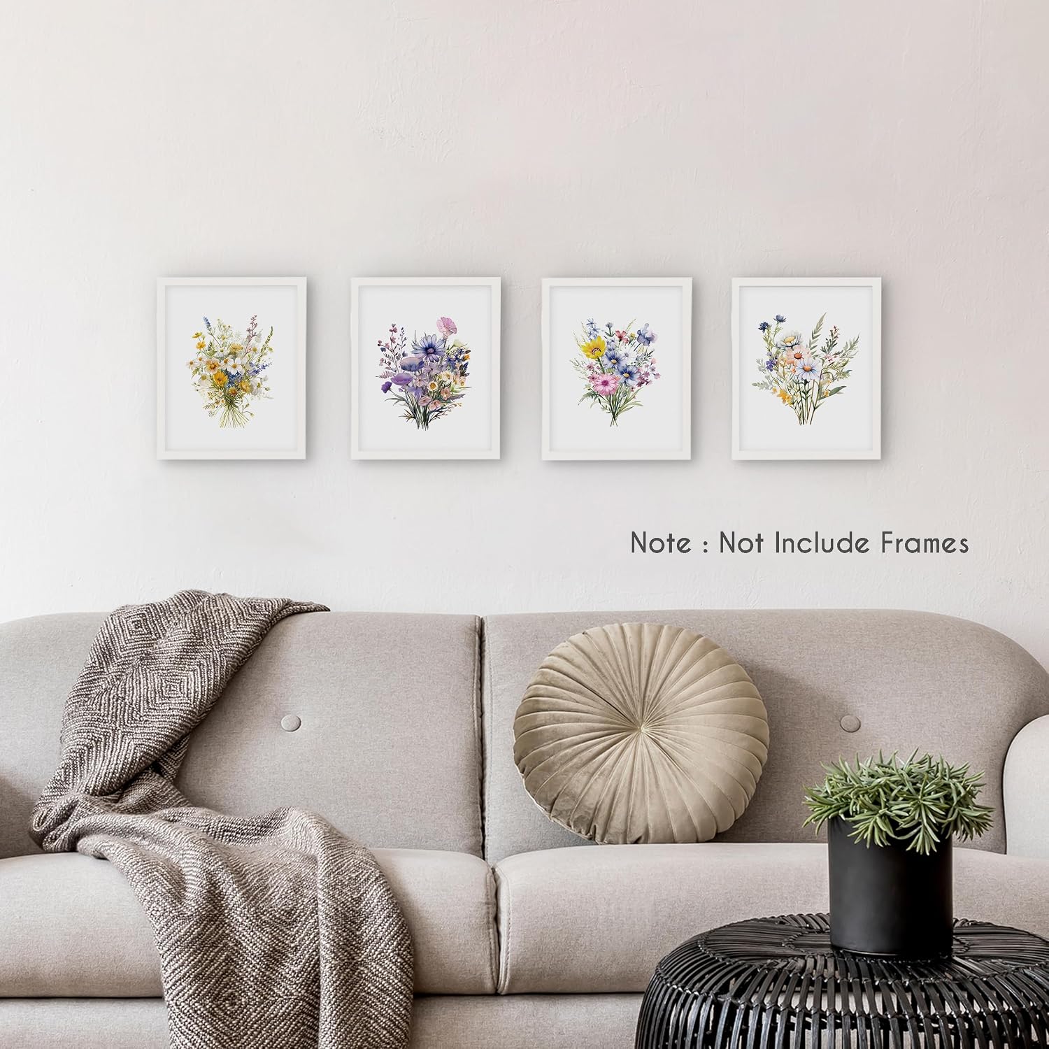 HRQKO Watercolor Wildflower Wall Art Poster Prints Set of 4, Botanical Wall Art, Purple Wildflower Artwork Prints Posters Wall Decor, Floral Paints Decor for Living Room Bedroom 8”x10” Unframed image 2
