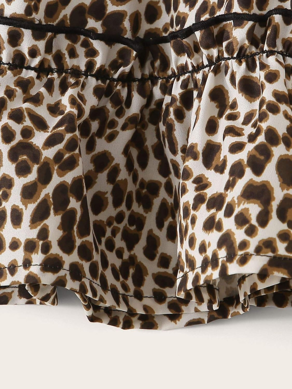 Milumia Girl's Leopard Print Short Skirt Elastic Waist Ruffle Hem A Line Tiered Skirt : Clothing, Shoes & Jewelry