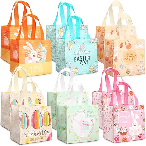 12 bolsas de caza de huevos de Pascua, conejito de Pascua, zanahoria, huevos de pollito con asas, bolsas de golosinas, bolsas multifuncionales no disponible en Yaxa Venezuela