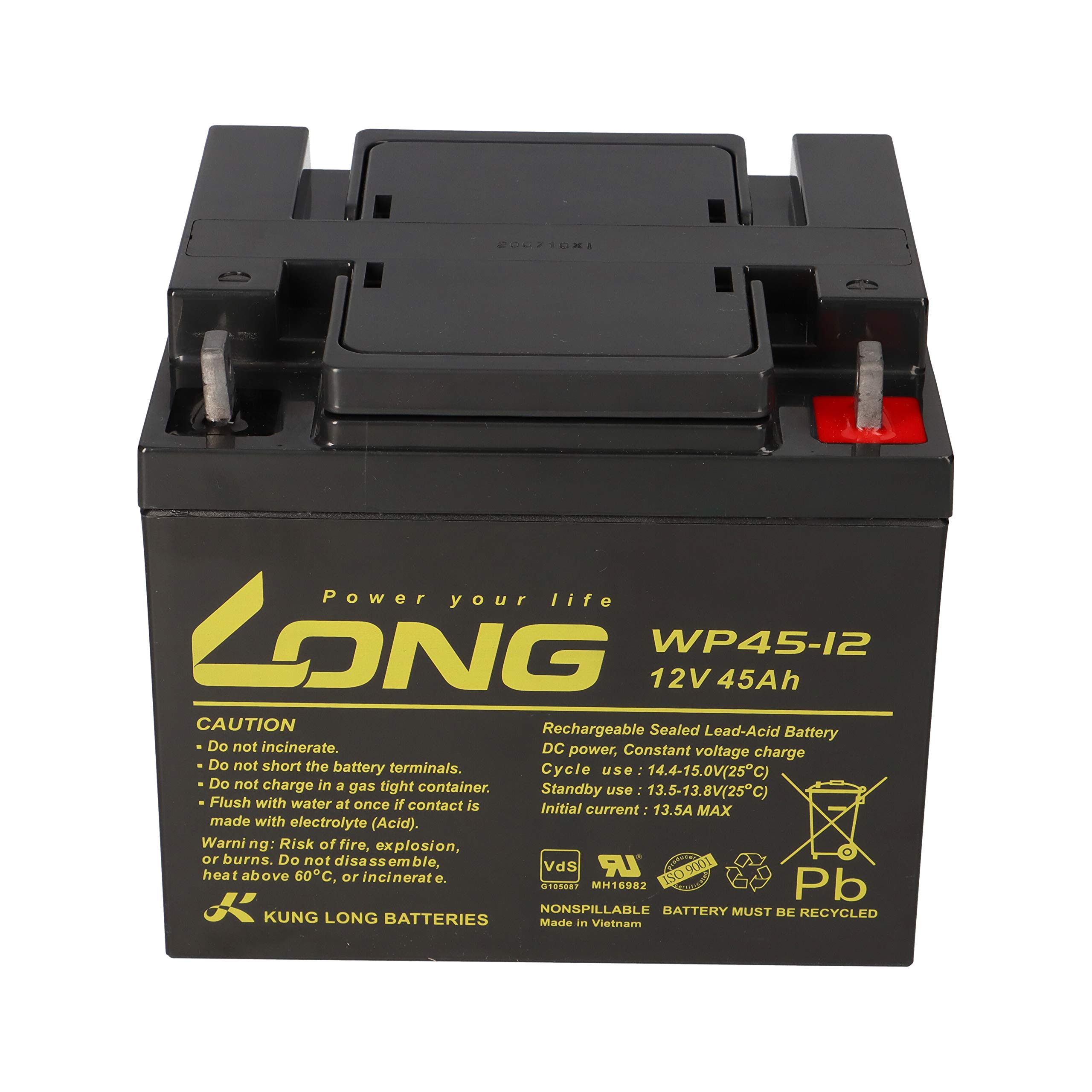 1 batería AGM de plomo de 12 V y 45 Ah, WP45-12, compatible con MP45-12, NP38-12I, 38Ah, 39Ah, 40Ah, 42Ah, 44Ah, 50Ah