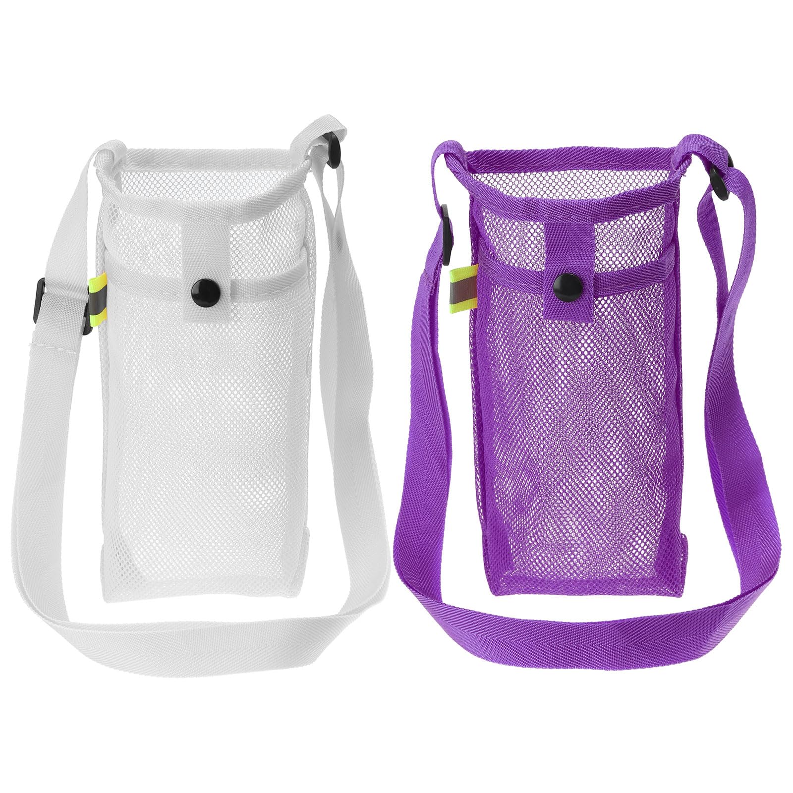 PATIKIL 22mmx13mm Borsa Porta Bottiglia d'Acqua, 2pz Porta Bottiglia in Rete con Tracolla Regolabile per Sport Escursionismo Campeggio, Bianco Viola