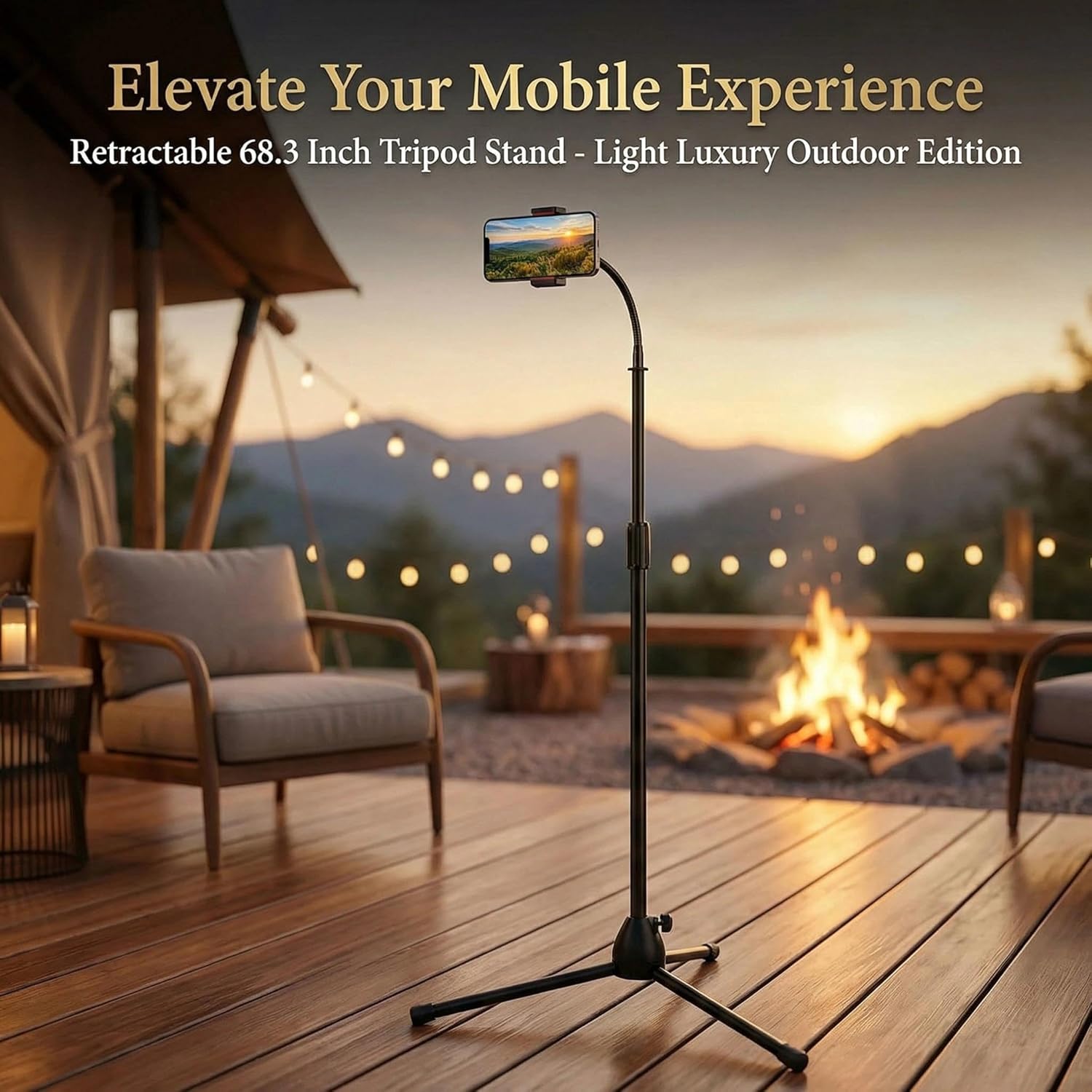 Kaforise Retractable Adjustable Cell Phone Tripod Stand Holder, Smartphone Holder Mount,360 Degree Rotatable Telescopic Tripod (Flat Chuck)
