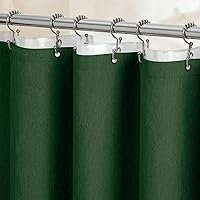 Vista 47 de BTTN Cortina de ducha extra ancha, de 108 x 72 pulgadas, juego de cortina de ducha de tela impermeable texturizada de lino con 18 ganchos