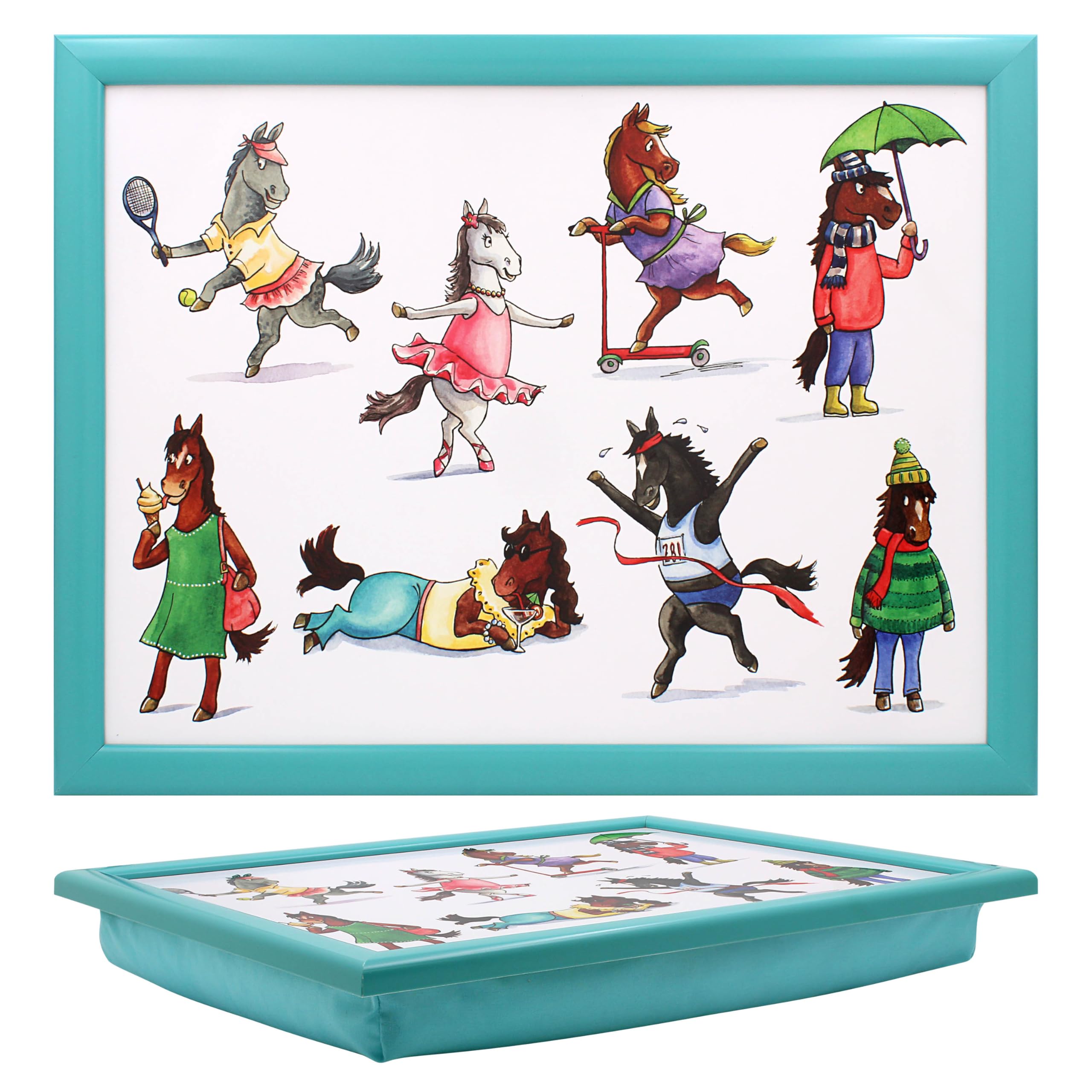 Lesser & Pavey Horses The Leonardo Collection Finola Stack Laptray With Bean Bag For Serving Dishes | Lovely Lap Trays For Eating On Lap For Dinner Or Breatfast | Newly Designed Food Trays For Lap