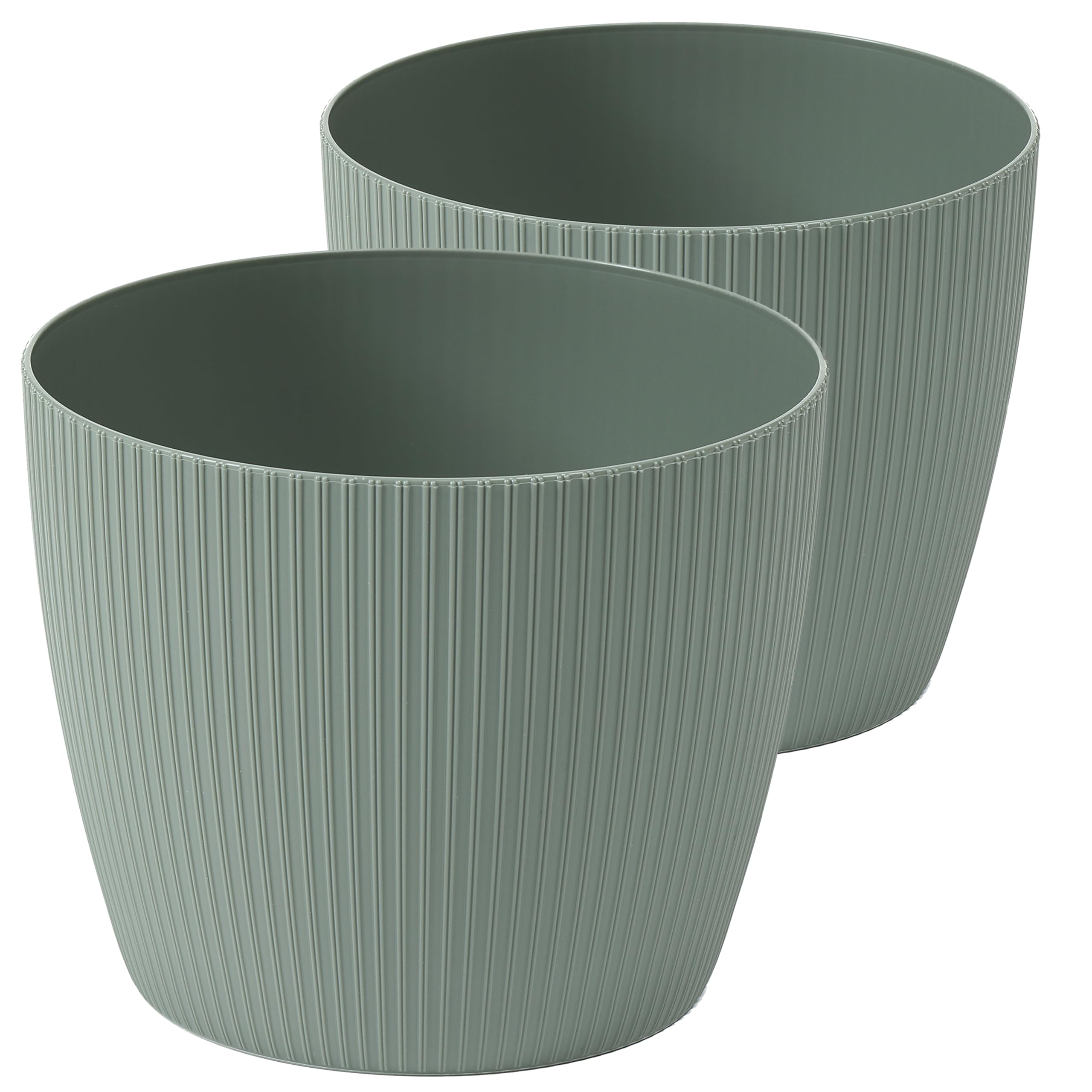 Tymar Blumentopf, 2er-Pack, Runde Form, Übertopf ((2pack) Graugrün, ø 18 cm)