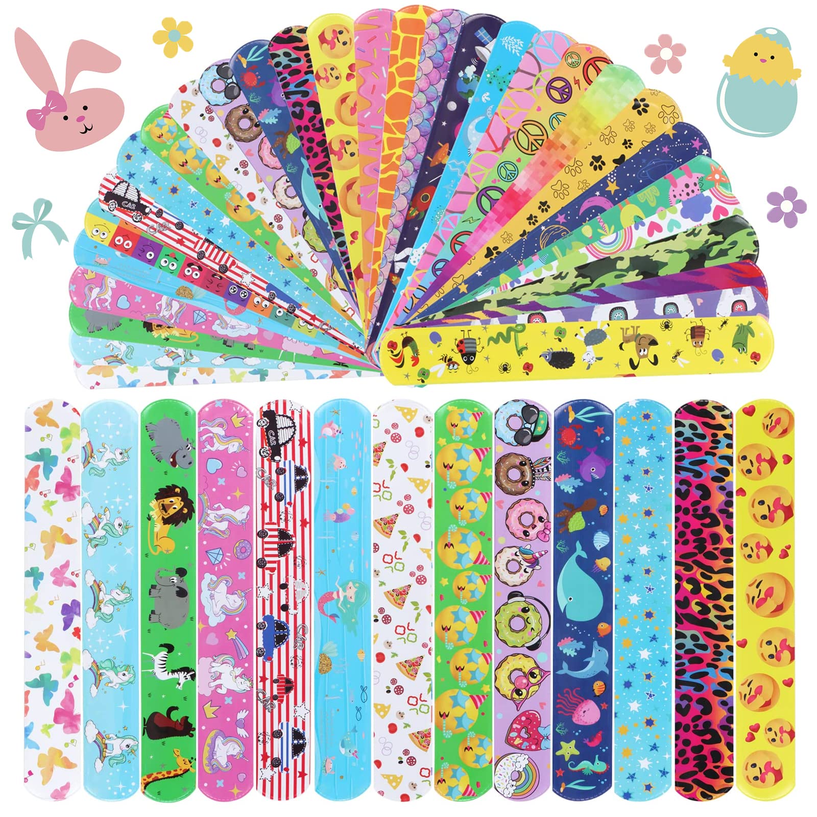 Slap Bracelet 24/30/50 pcs Animaux Dinosaures Licorne Sirène Enfants Filles Garçons