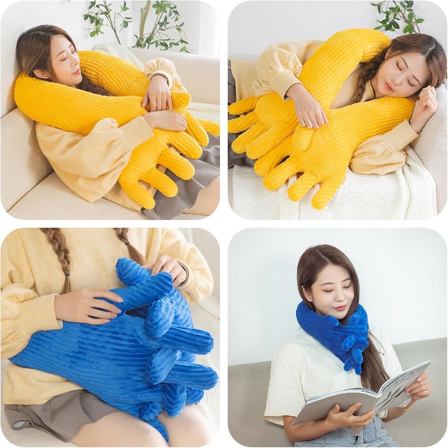 Cute Palm Pillow Simulation Palm Plush Pillow Soft Sofa Bed Pillow Funny Bedroom Decoration Office Chair Cushion (62.9in, Yellow)